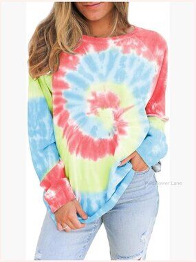 Tie Dye Sweatshirt Long Sleeve Crewneck Pullover S-XXL